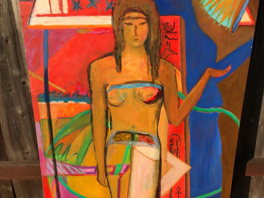 Original Jean Klafs Abstract Expressionist Painting On Canvas Titled 'Modern Isis' 48 X 36 [Photo 5]