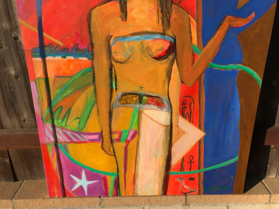 Original Jean Klafs Abstract Expressionist Painting On Canvas Titled 'Modern Isis' 48 X 36 [Photo 6]