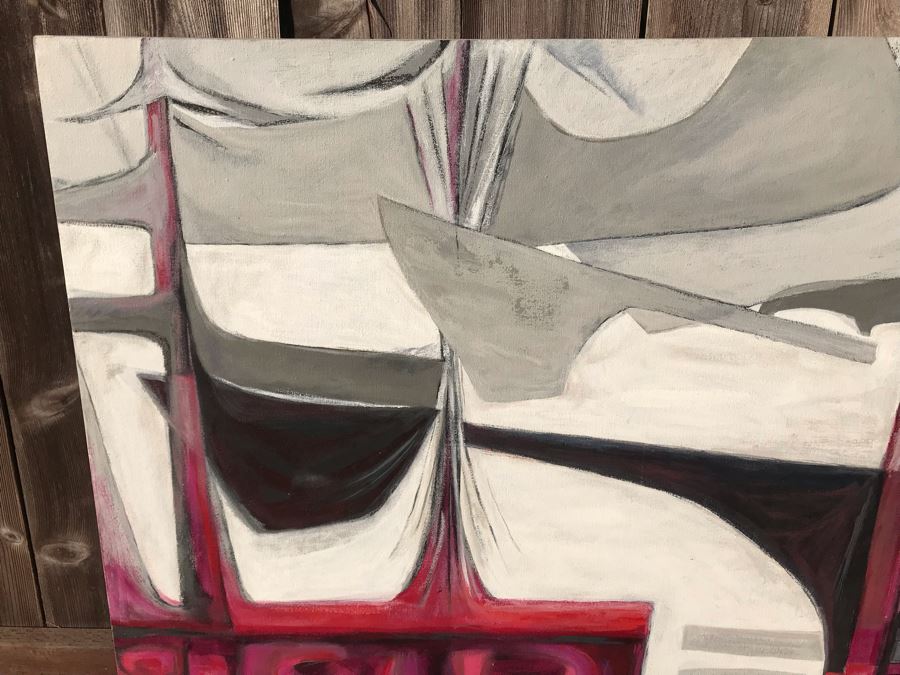 Original Jean Klafs Abstract Expressionist Painting On Canvas Titled 'Kowloon Junk' 52 X 36 [Photo 9]