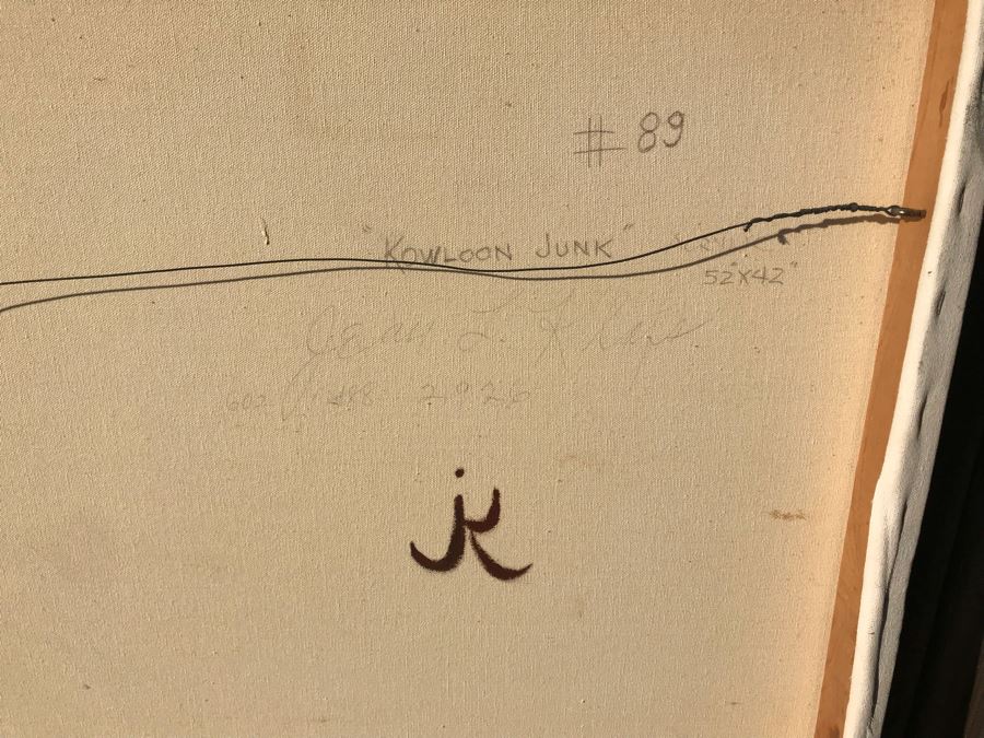 Original Jean Klafs Abstract Expressionist Painting On Canvas Titled 'Kowloon Junk' 52 X 36 [Photo 13]