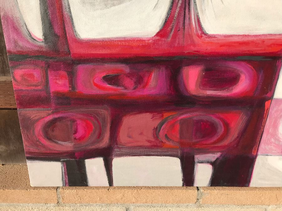 Original Jean Klafs Abstract Expressionist Painting On Canvas Titled 'Kowloon Junk' 52 X 36 [Photo 5]