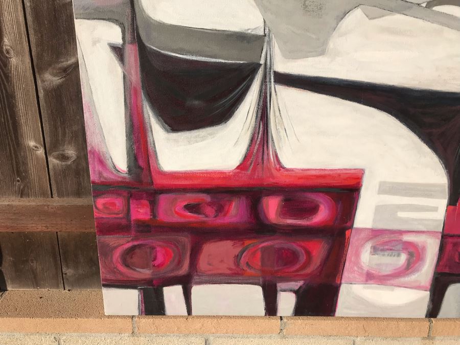 Original Jean Klafs Abstract Expressionist Painting On Canvas Titled 'Kowloon Junk' 52 X 36 [Photo 4]