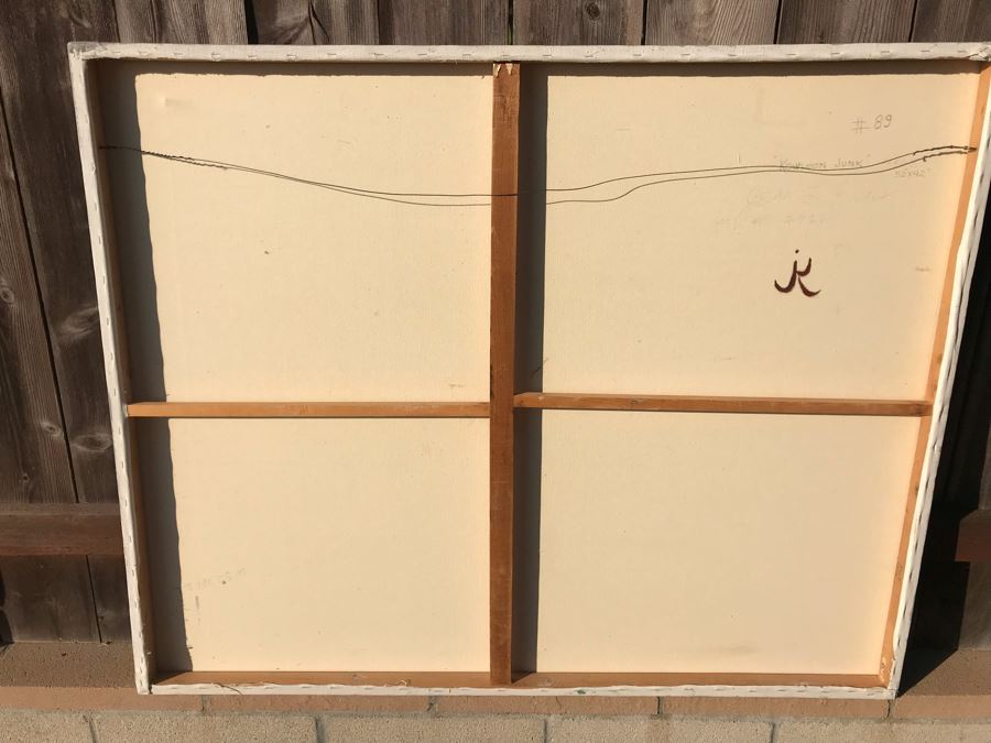 Original Jean Klafs Abstract Expressionist Painting On Canvas Titled 'Kowloon Junk' 52 X 36 [Photo 12]