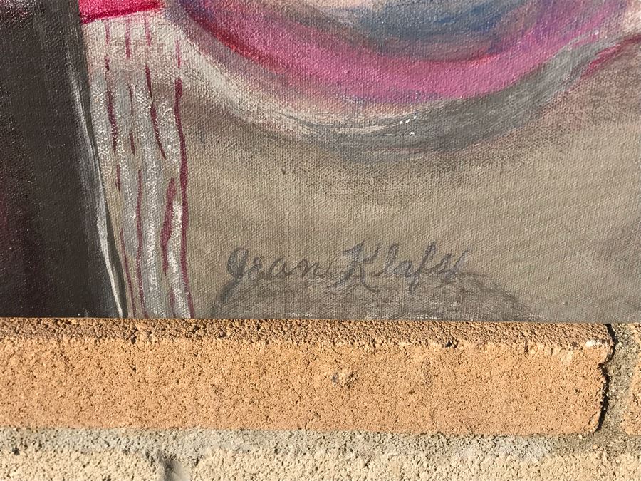 Original Jean Klafs Abstract Expressionist Painting On Canvas Titled 'Kowloon Junk' 52 X 36 [Photo 7]