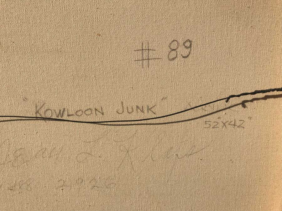 Original Jean Klafs Abstract Expressionist Painting On Canvas Titled 'Kowloon Junk' 52 X 36 [Photo 14]