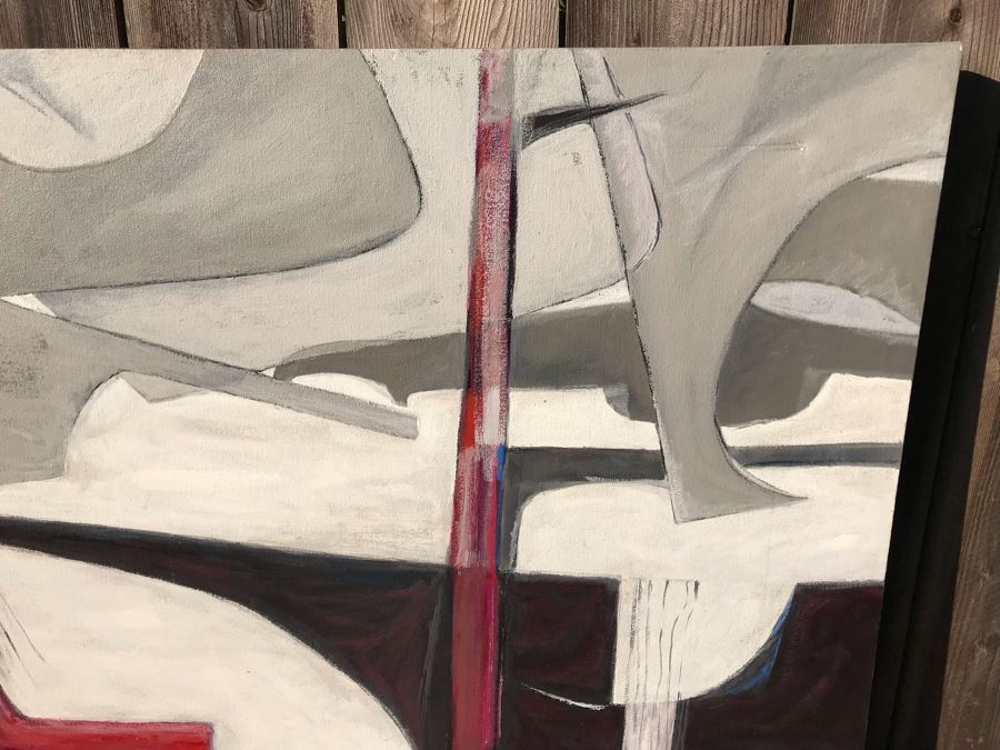 Original Jean Klafs Abstract Expressionist Painting On Canvas Titled 'Kowloon Junk' 52 X 36 [Photo 8]