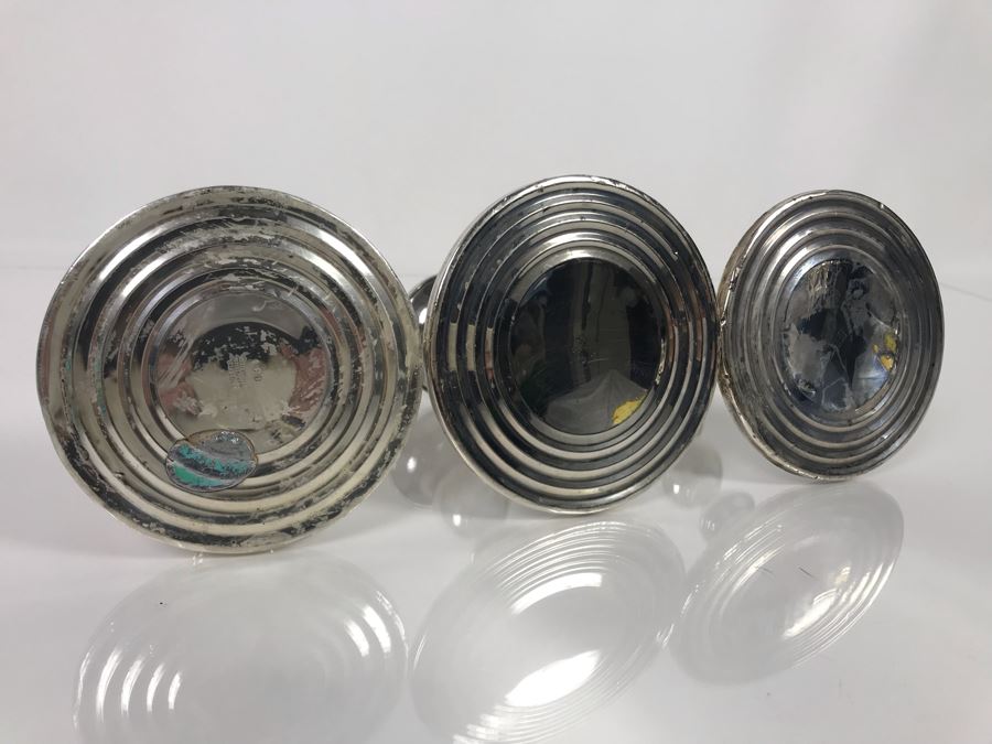 Set Of Three Sterling Silver Weighted Candle Holders By Fisher 4.5H [Photo 5]