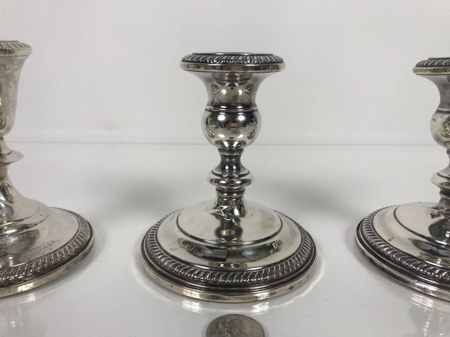 Set Of Three Sterling Silver Weighted Candle Holders By Fisher 4.5H [Photo 4]