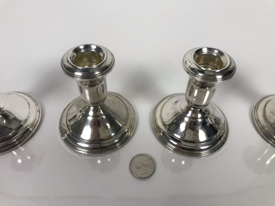 Set Of Four Sterling Silver Weighted Candle Holders By John Wanamaker 3.5H [Photo 4]