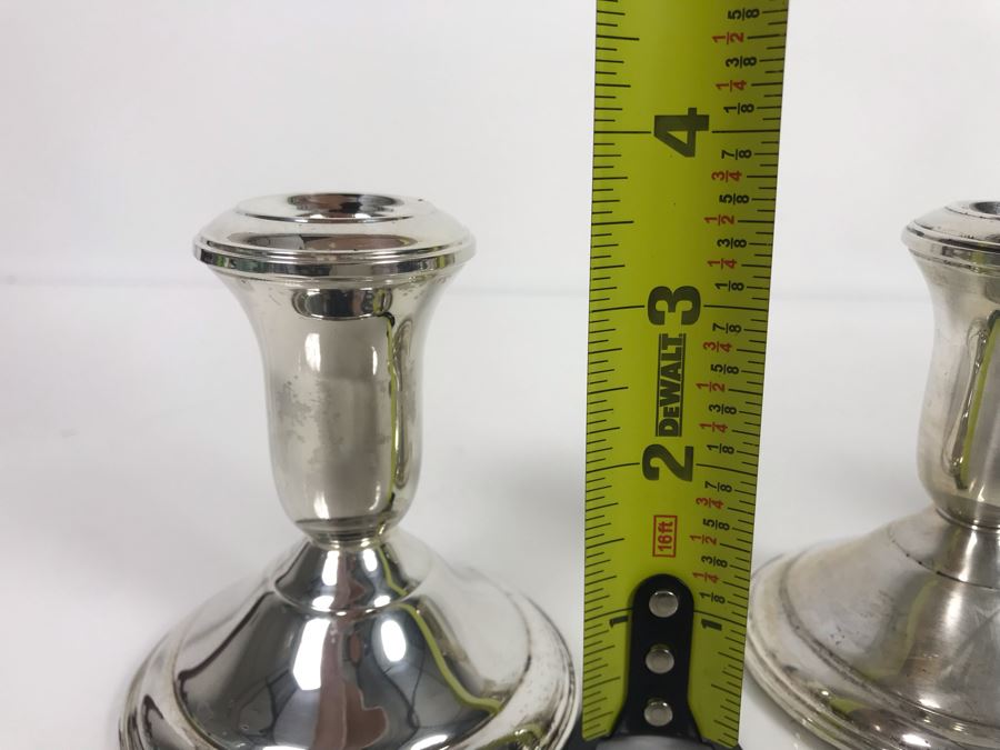 Set Of Four Sterling Silver Weighted Candle Holders By John Wanamaker 3.5H [Photo 6]