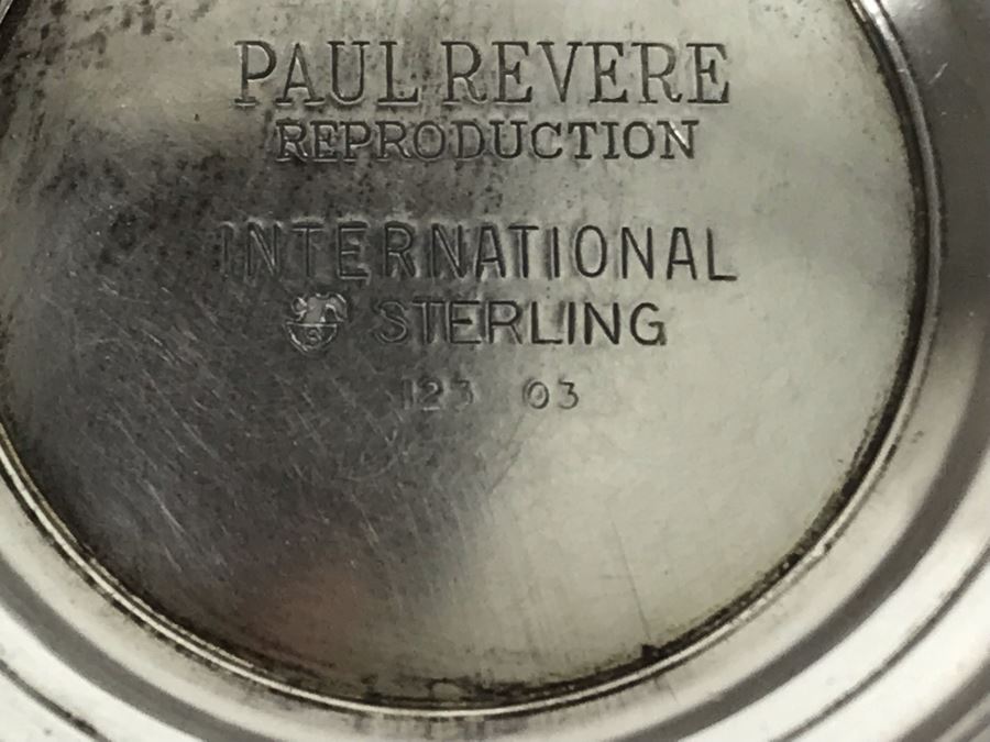 Sterling Silver Coffee Pot And Sterling Teapot With Pine Cone Finials And Sterling Creamer And Sugar Paul Revere Reproduction By International Silver Co (Sterling Weight: 1,452g Silver Value: $1,145) [Photo 12]