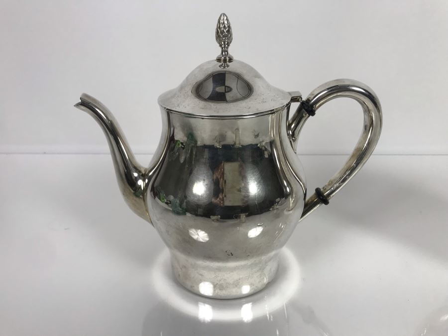 Sterling Silver Coffee Pot And Sterling Teapot With Pine Cone Finials And Sterling Creamer And Sugar Paul Revere Reproduction By International Silver Co (Sterling Weight: 1,452g Silver Value: $1,145) [Photo 7]