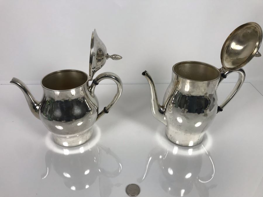Sterling Silver Coffee Pot And Sterling Teapot With Pine Cone Finials And Sterling Creamer And Sugar Paul Revere Reproduction By International Silver Co (Sterling Weight: 1,452g Silver Value: $1,145) [Photo 8]