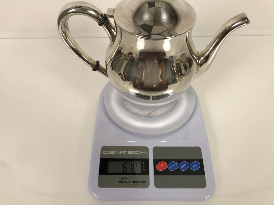 Sterling Silver Coffee Pot And Sterling Teapot With Pine Cone Finials And Sterling Creamer And Sugar Paul Revere Reproduction By International Silver Co (Sterling Weight: 1,452g Silver Value: $1,145) [Photo 15]