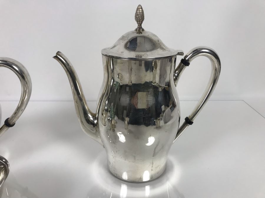 Sterling Silver Coffee Pot And Sterling Teapot With Pine Cone Finials And Sterling Creamer And Sugar Paul Revere Reproduction By International Silver Co (Sterling Weight: 1,452g Silver Value: $1,145) [Photo 6]