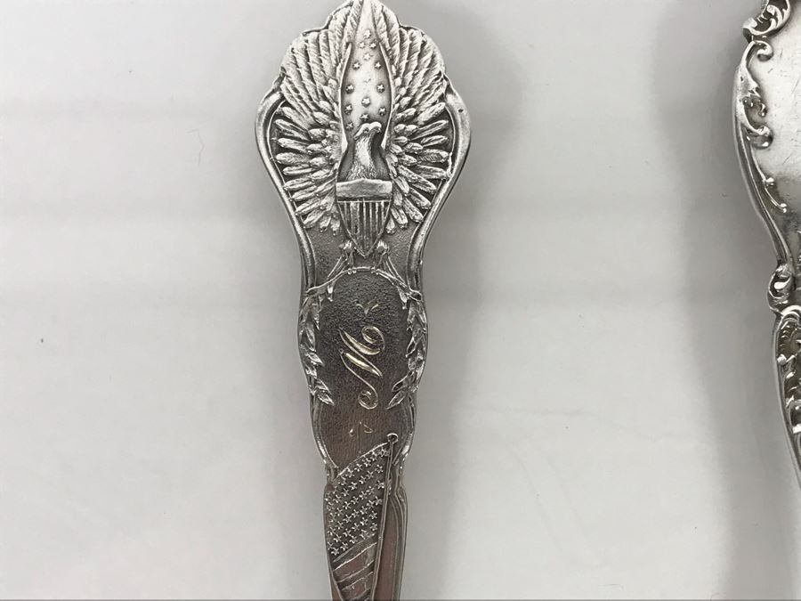Pair Of Ornate Vintage Sterling Silver California Tourist Spoons From Riverside And San Bernardino (Sterling Weight: 42.8g, Silver Value: $33) [Photo 15]