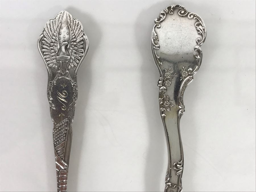 Pair Of Ornate Vintage Sterling Silver California Tourist Spoons From Riverside And San Bernardino (Sterling Weight: 42.8g, Silver Value: $33) [Photo 14]