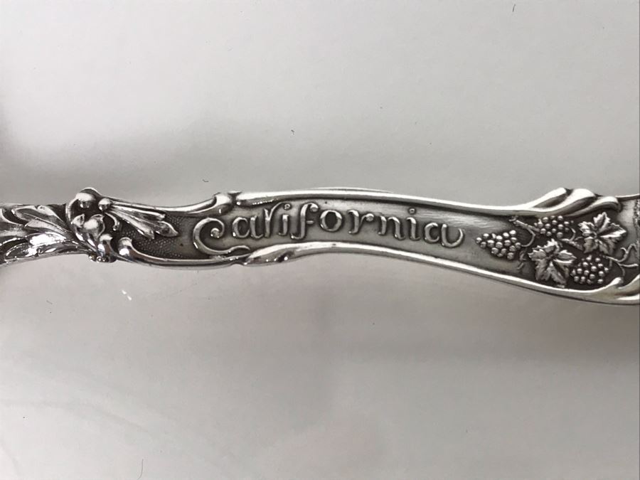 Pair Of Ornate Vintage Sterling Silver California Tourist Spoons From Riverside And San Bernardino (Sterling Weight: 42.8g, Silver Value: $33) [Photo 5]