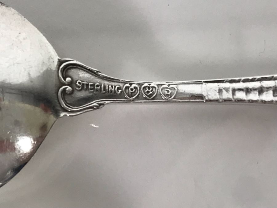 Pair Of Ornate Vintage Sterling Silver California Tourist Spoons From Riverside And San Bernardino (Sterling Weight: 42.8g, Silver Value: $33) [Photo 18]