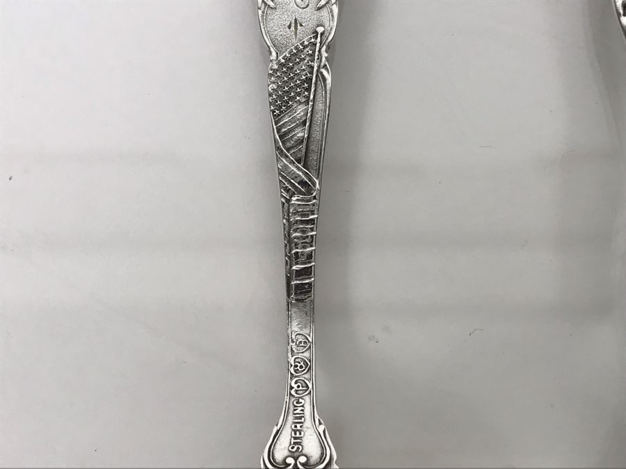 Pair Of Ornate Vintage Sterling Silver California Tourist Spoons From Riverside And San Bernardino (Sterling Weight: 42.8g, Silver Value: $33) [Photo 16]