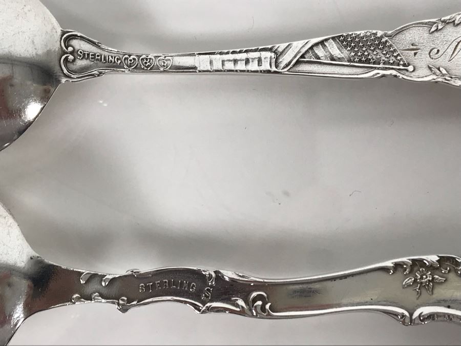 Pair Of Ornate Vintage Sterling Silver California Tourist Spoons From Riverside And San Bernardino (Sterling Weight: 42.8g, Silver Value: $33) [Photo 17]