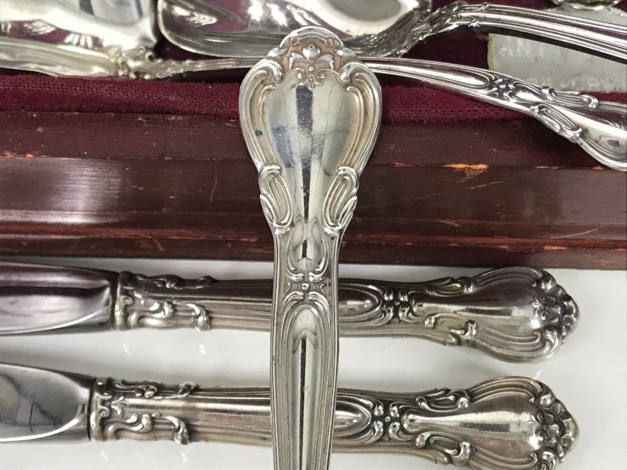Sterling Silver Gorham Flatware Set With Sterling Serving Pieces In Wooden Silver Storage Chest (Sterling Weight: 1,851g, Silver Value: $1,462) (Total Replacement Retail Value: $8,451) - See Listing For Details [Photo 17]