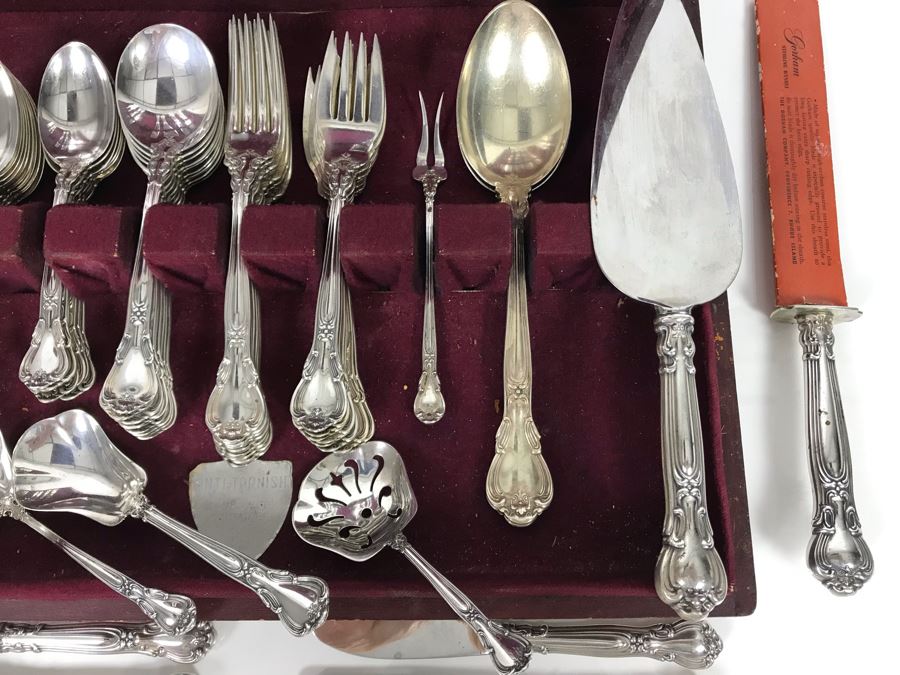 Sterling Silver Gorham Flatware Set With Sterling Serving Pieces In Wooden Silver Storage Chest (Sterling Weight: 1,851g, Silver Value: $1,462) (Total Replacement Retail Value: $8,451) - See Listing For Details [Photo 29]