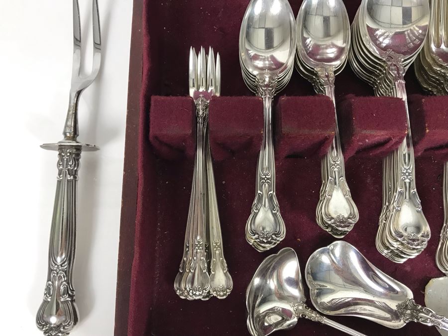 Sterling Silver Gorham Flatware Set With Sterling Serving Pieces In Wooden Silver Storage Chest (Sterling Weight: 1,851g, Silver Value: $1,462) (Total Replacement Retail Value: $8,451) - See Listing For Details [Photo 26]