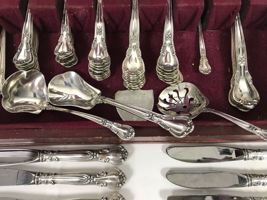Sterling Silver Gorham Flatware Set With Sterling Serving Pieces In Wooden Silver Storage Chest (Sterling Weight: 1,851g, Silver Value: $1,462) (Total Replacement Retail Value: $8,451) - See Listing For Details [Photo 4]