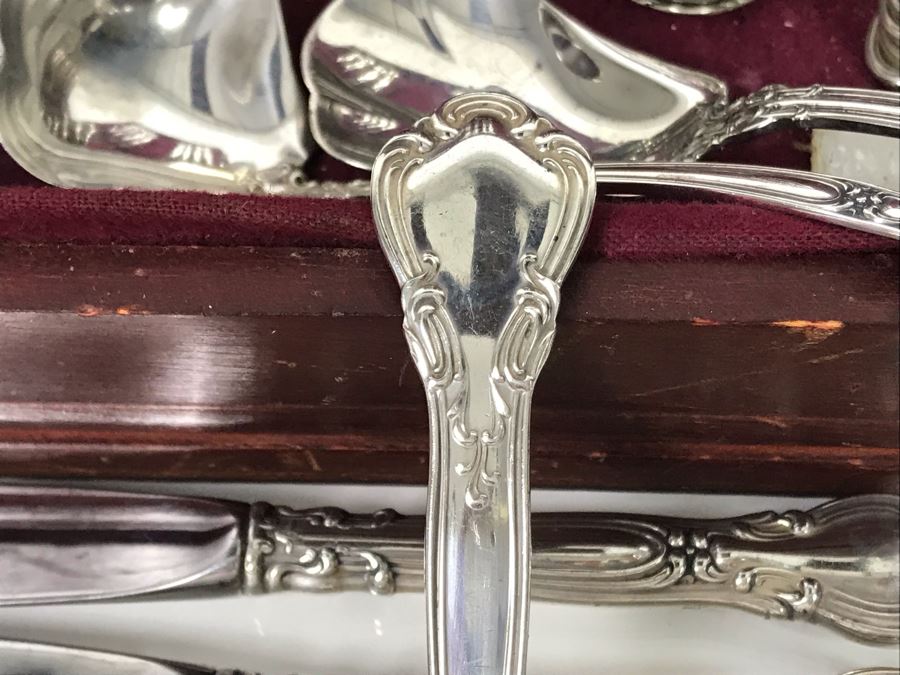 Sterling Silver Gorham Flatware Set With Sterling Serving Pieces In Wooden Silver Storage Chest (Sterling Weight: 1,851g, Silver Value: $1,462) (Total Replacement Retail Value: $8,451) - See Listing For Details [Photo 21]