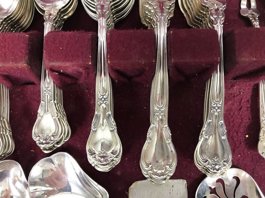 Sterling Silver Gorham Flatware Set With Sterling Serving Pieces In Wooden Silver Storage Chest (Sterling Weight: 1,851g, Silver Value: $1,462) (Total Replacement Retail Value: $8,451) - See Listing For Details [Photo 12]