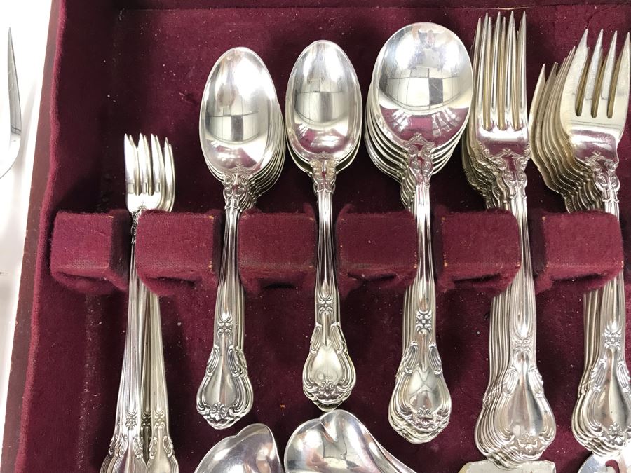 Sterling Silver Gorham Flatware Set With Sterling Serving Pieces In Wooden Silver Storage Chest (Sterling Weight: 1,851g, Silver Value: $1,462) (Total Replacement Retail Value: $8,451) - See Listing For Details [Photo 27]