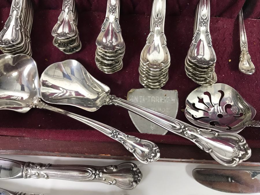 Sterling Silver Gorham Flatware Set With Sterling Serving Pieces In Wooden Silver Storage Chest (Sterling Weight: 1,851g, Silver Value: $1,462) (Total Replacement Retail Value: $8,451) - See Listing For Details [Photo 11]