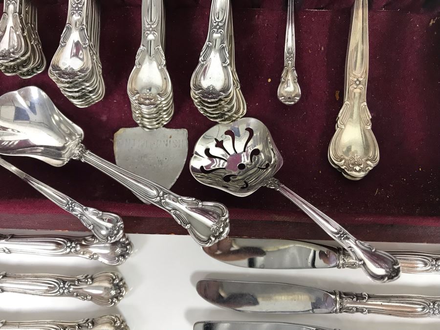 Sterling Silver Gorham Flatware Set With Sterling Serving Pieces In