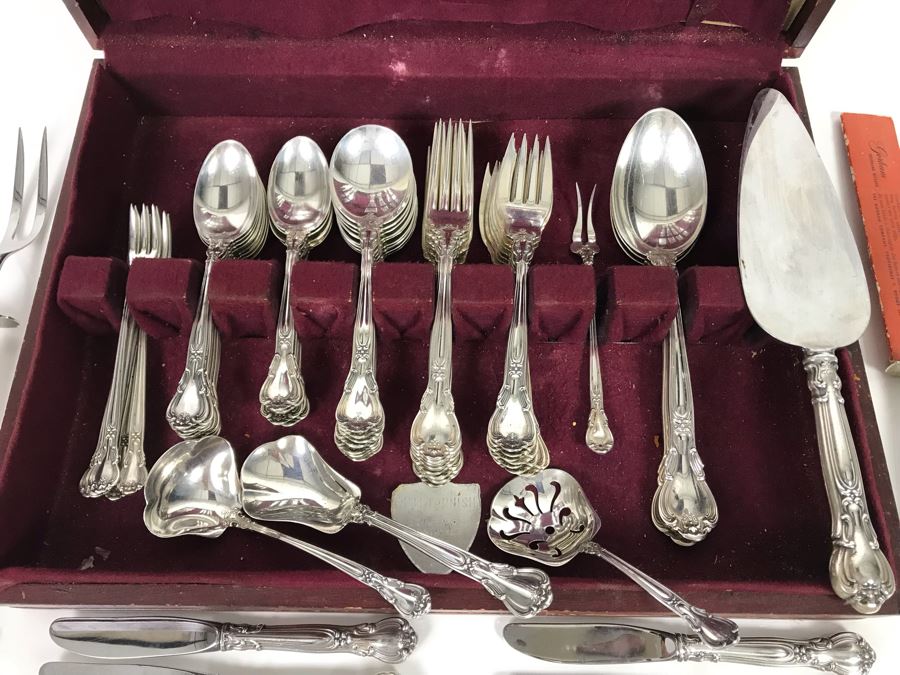 Sterling Silver Gorham Flatware Set With Sterling Serving Pieces In Wooden Silver Storage Chest (Sterling Weight: 1,851g, Silver Value: $1,462) (Total Replacement Retail Value: $8,451) - See Listing For Details [Photo 3]