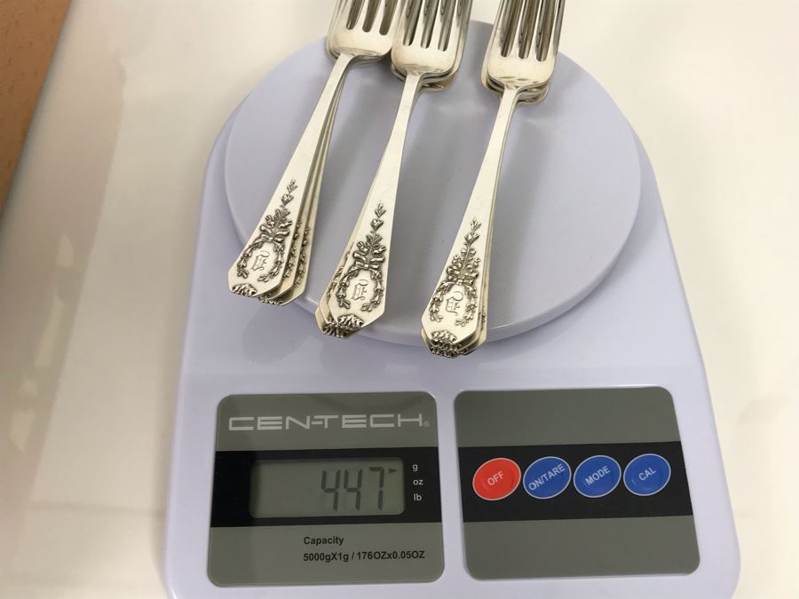 Antique Sterling Silver Flatware Set With Silverware Chest - Madam Jumel Pattern 1909 Patent By Whiting Manufacturing Co (Sterling Weight: 1,694g, Silver Value: $1,338) (Total Replacement Retail Value: $2,686) - See Listing For Details [Photo 19]