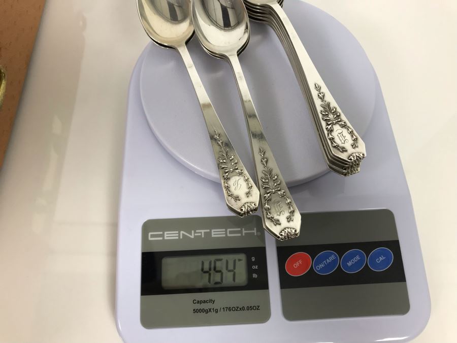 Antique Sterling Silver Flatware Set With Silverware Chest - Madam Jumel Pattern 1909 Patent By Whiting Manufacturing Co (Sterling Weight: 1,694g, Silver Value: $1,338) (Total Replacement Retail Value: $2,686) - See Listing For Details [Photo 22]