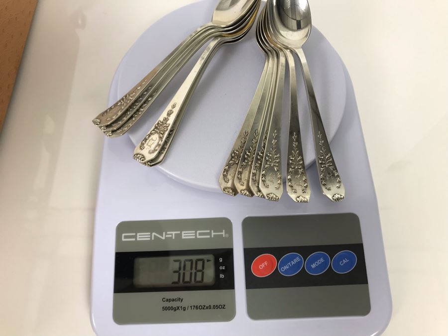 Antique Sterling Silver Flatware Set With Silverware Chest - Madam Jumel Pattern 1909 Patent By Whiting Manufacturing Co (Sterling Weight: 1,694g, Silver Value: $1,338) (Total Replacement Retail Value: $2,686) - See Listing For Details [Photo 20]