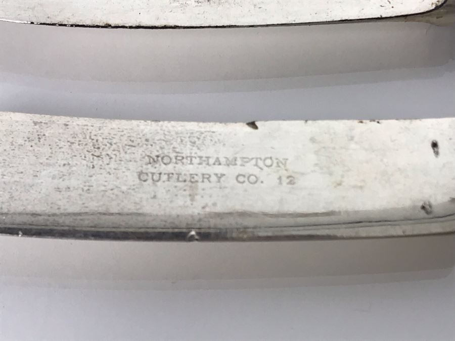 Set Of Eight Antique Sterling Silver And Mother Of Pearl Handled Knives [Photo 9]