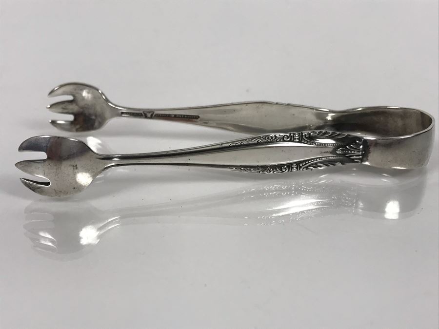Vintage Sterling Silver Wallace Sugar Cube Tongs (Sterling Weight: 22g, Silver Value: $17) [Photo 2]
