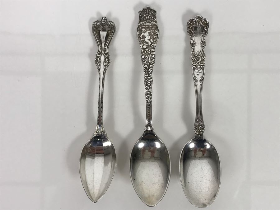 (3) Ornate Sterling Silver Spoons (Sterling Weight: 82g, Silver Value: $64) [Photo 1]