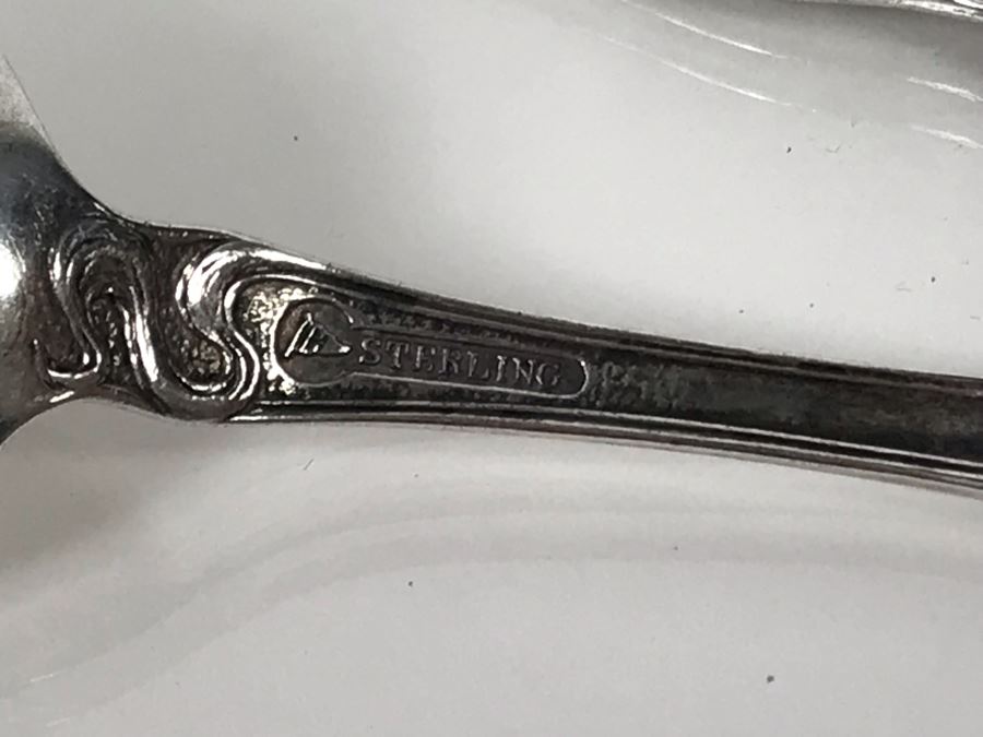 (7) Ornate Antique Art Nouveau Sterling Silver Spoons (Sterling Weight: 129g, Silver Value: $101) [Photo 20]