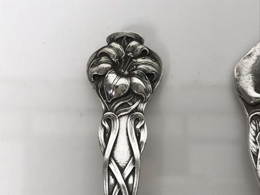 (7) Ornate Antique Art Nouveau Sterling Silver Spoons (Sterling Weight: 129g, Silver Value: $101) [Photo 7]