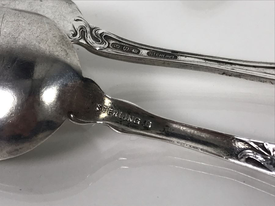 (7) Ornate Antique Art Nouveau Sterling Silver Spoons (Sterling Weight: 129g, Silver Value: $101) [Photo 17]