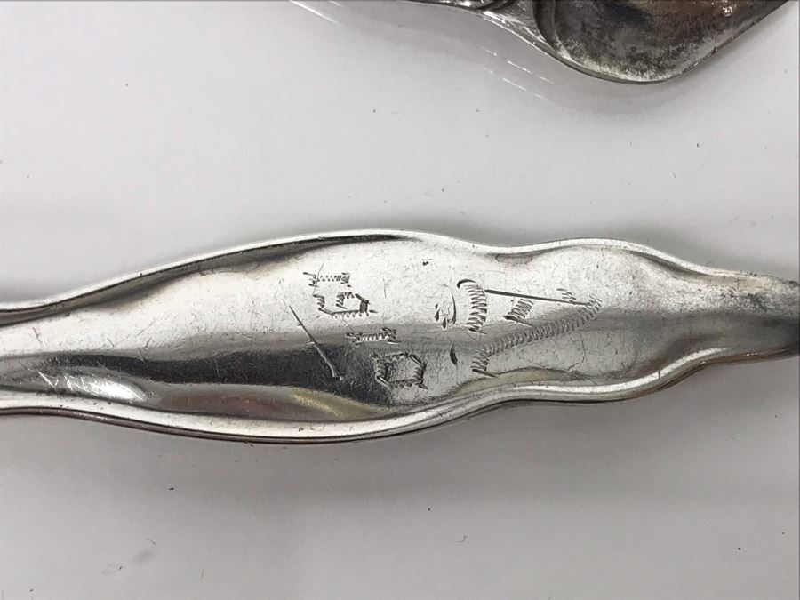 (7) Ornate Antique Art Nouveau Sterling Silver Spoons (Sterling Weight: 129g, Silver Value: $101) [Photo 18]