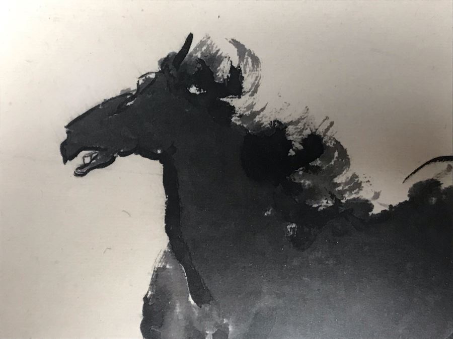 Framed Original Signed Chinese Ink Drawing Of Horse 9 X 12 (San Juan Capistrano Estate) [Photo 6]