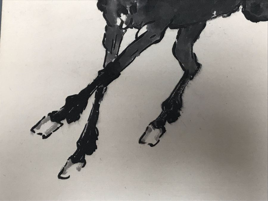 Framed Original Signed Chinese Ink Drawing Of Horse 9 X 12 (San Juan Capistrano Estate) [Photo 5]