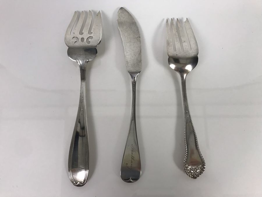 (2) Vintage Sterling Silver Forks And (1) Sterling Silver Knife (Sterling Weight: 100g, Silver Price: $79) [Photo 7]