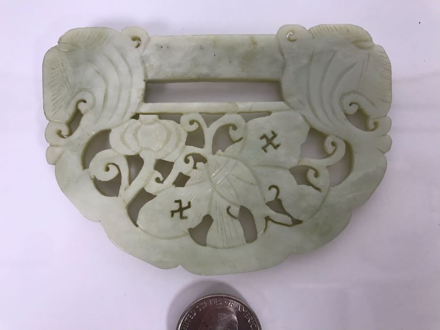 Vintage Carved Jade Jadeite Pendant From Former Miss Texas 4 X 2.75 [Photo 3]