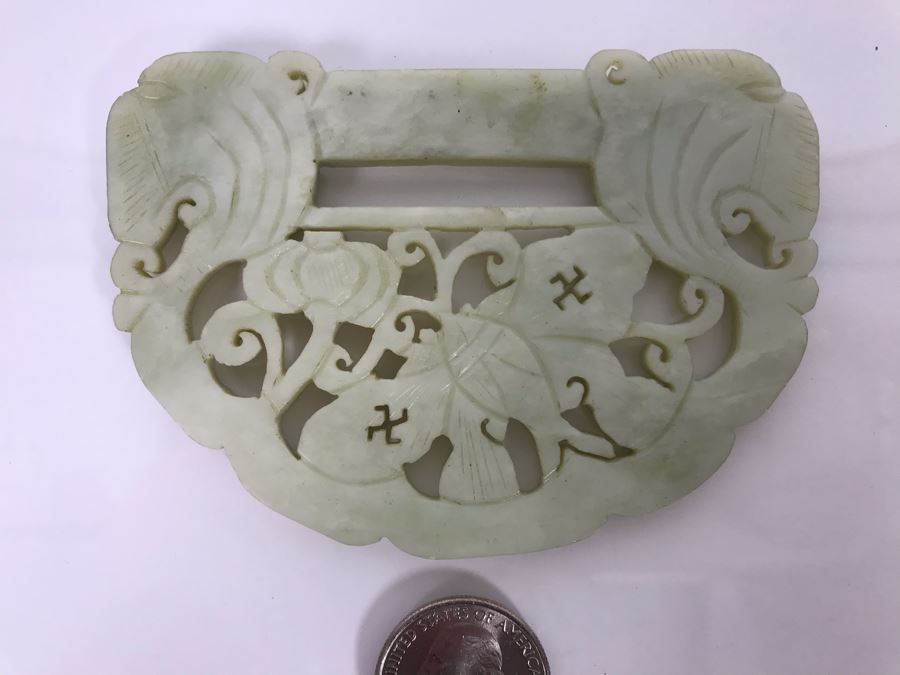 Vintage Carved Jade Jadeite Pendant From Former Miss Texas 4 X 2.75 [Photo 2]